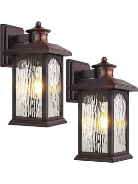 2 Pack Motion Sensor Outdoor Wall Lights - Oil Rubbed Bronze, Weatherproof